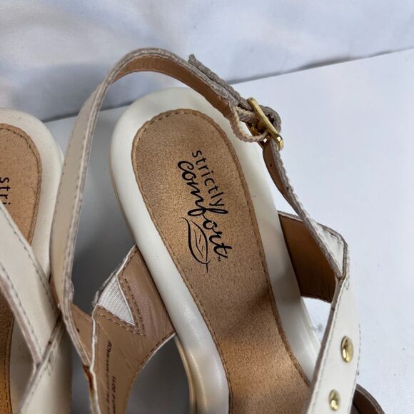 Strictly Comfort Strappy Open Toe Sandals Low Heel Gold Studs Dressy Size 7.5 - Picture 9 of 11
